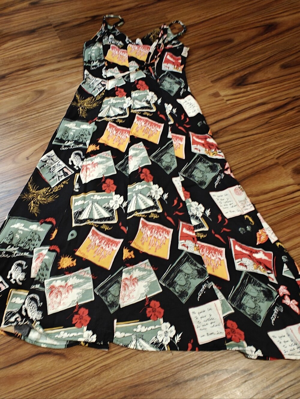 Reformation Brixton Dress Havana Postcard Print Sz 2 - Picture 11 of 15